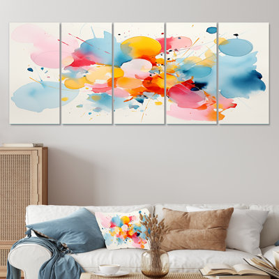 "Pastel Color Geometric Ink Collage IV, 5 pièces" - 5 pièces