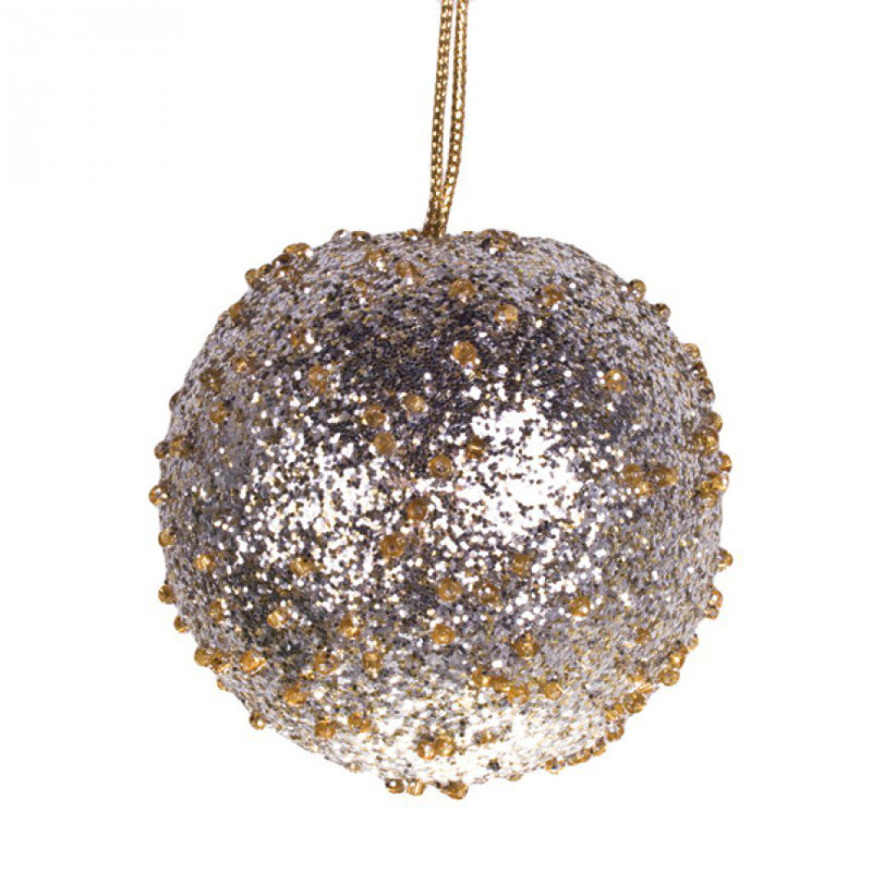 6.5cm Bauble, Pale Gold / Silver