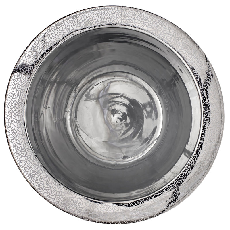 14" Sky Blue Fishbowl, Silver, 10.5" H X 14.5" W X 14.5" D