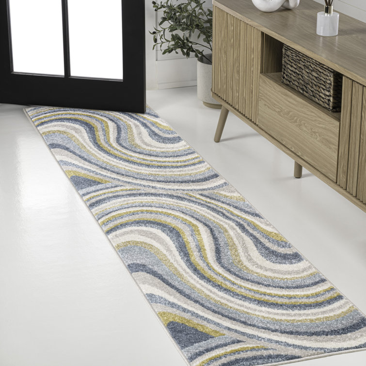 Albarado Abstract Swirl Blue/Mustard/Gray Rug