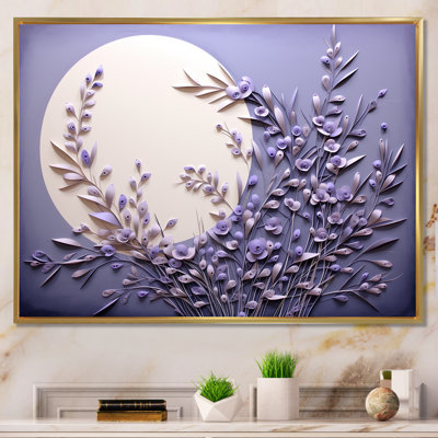 Lavande Luminescence Moon Stilness - Art mural lune