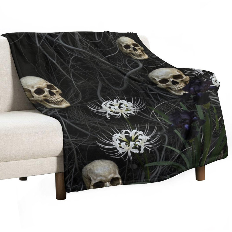 Jeté en flanelle Skulls And Flowers, 40 po x 50 po