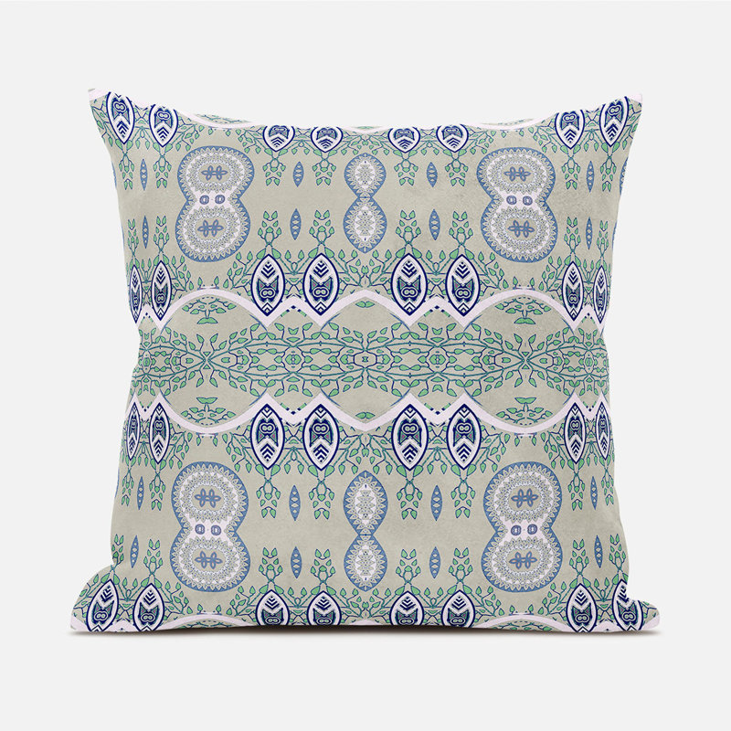 Housse et insert de coussin décoratif en polyester pour l'intérieur et l'extérieur, 20 po x 20 po, Vert clair / Beige