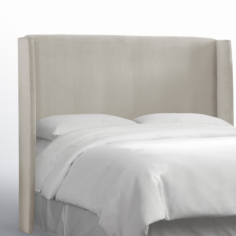 Tête de lit tapissier à oreilles Bellfield, Complète, Velvet Light Grey