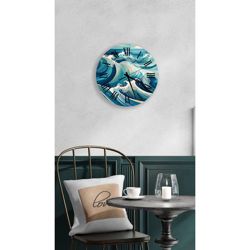 Horloge murale moderne en verre trempé 14 po, Noir