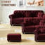 Velours de style Mid-Century bourgogne de 63 po à 2 places, style, garniture cloutée, roulé, boutons, coussins, revêtement en bois et coussin, printemps