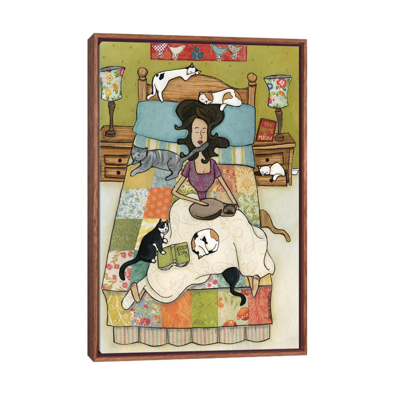 « Rescue kitties » par Jamie Morath-impression, H 48 po x l 32 po x P 1,5 po, Toile classique avec cadre brun, Pas de tapis