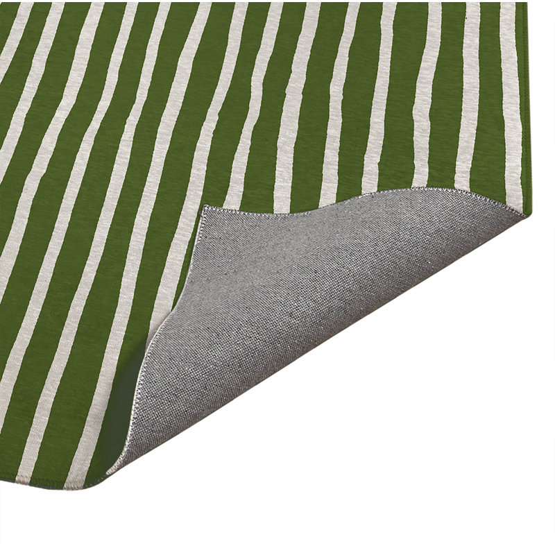Tapis de cuisine à profil bas Spinal Row, Rectangle 5' x 7', Olive Green Striped
