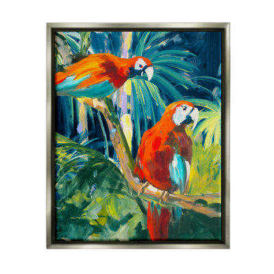 «Stupell Industries Tropical Parrots in Jungle», art mural sur toile par Jane Slivka
