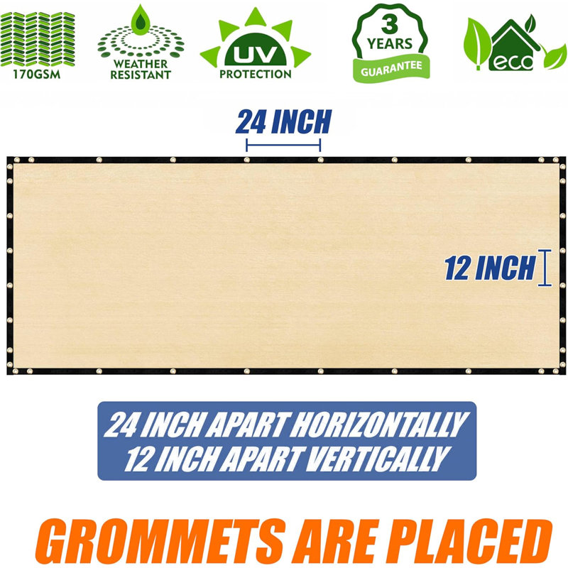 Beige Heavy Duty Fence Privacy Screen with Grommets, 4' x 50'
