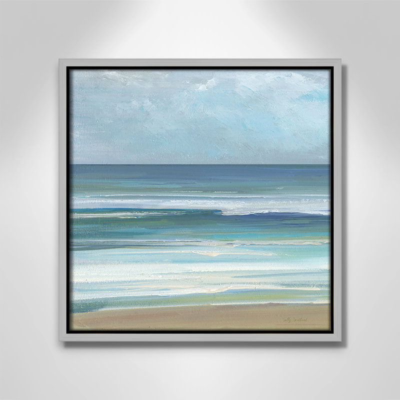 «Gentle Waves I» par Sally Swatland, Argent argent, H 13,5 po x l 13,5 po