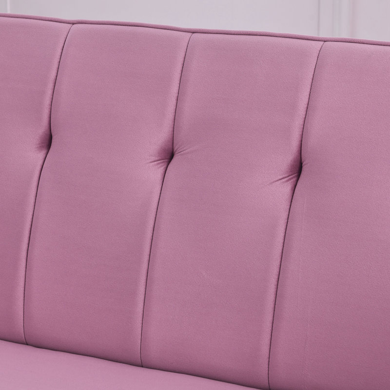 Accoudoir rond en velours 72,5 po Sritha, Velours rose