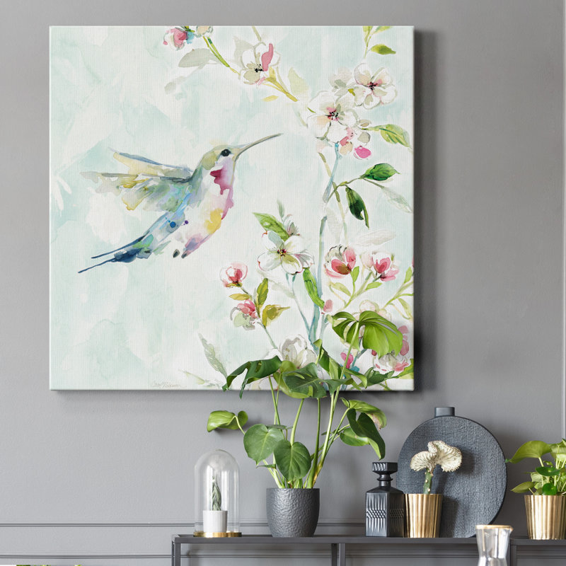 Colibri III - reproduction d'art sur toile tendue, H 32 po x l 32 po x P 1 po