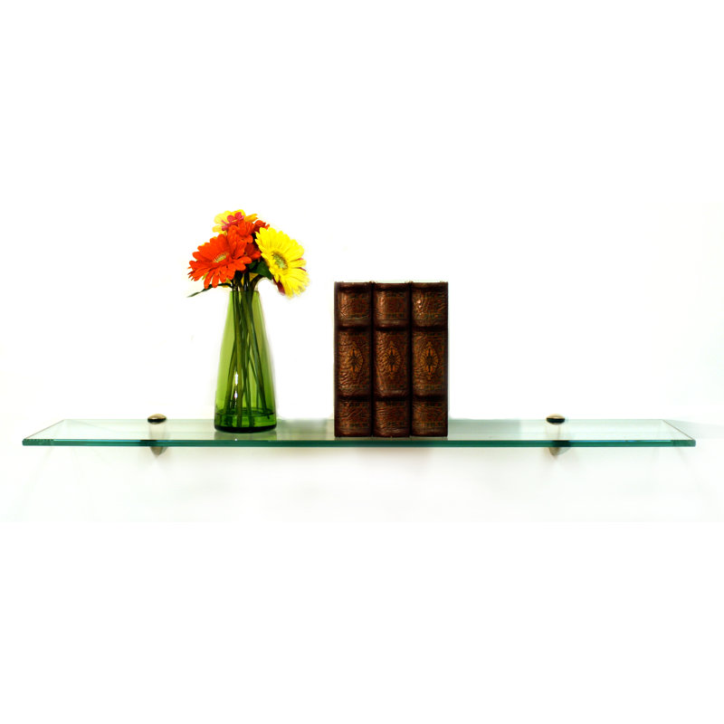 Fritsch Glass Bracket Shelf, Brass, 27.5" W x 4.75" D