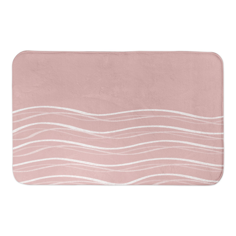 Linae Wavy Lines Bath Mat, Pink