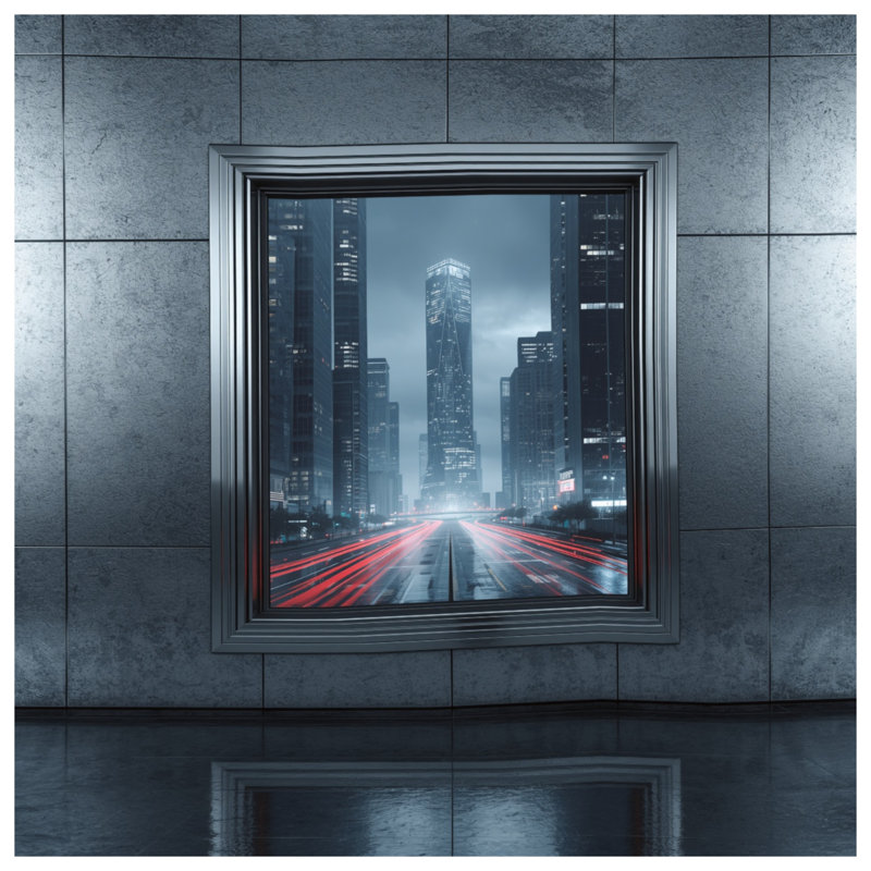 Photographie de paysage urbain encadrée, rideaux transparents et occultants - 1 panneau, 50" x 92" - 1 Panel, Sheer