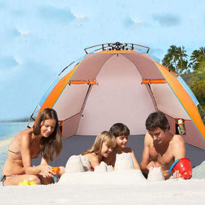 Beach Tent Sun Shelter  Portable Sun Shade Instant Tent For Beach With Carrying Bag  Stakes  6 Sand Pockets  Anti UV For Fishing Hiking Camping  Waterproof Windproof