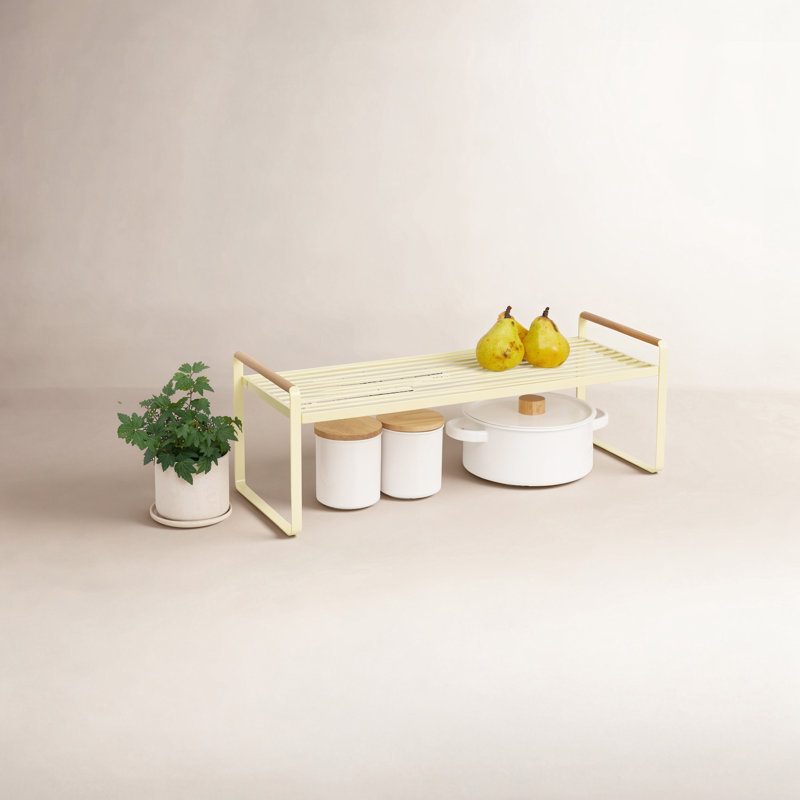 Support de rangement câblé Yamazaki Home - Étagères de rangement pour la cuisine, acier et bois, Poire jaune