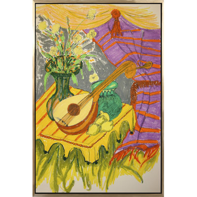 Mandoline nature morte - peinture sur toile à cadre flottant