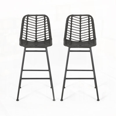 Tabourets de bar d'extérieur en osier