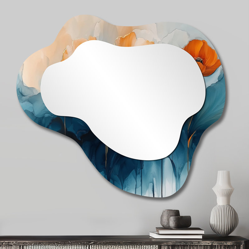 Aqua Bloom Of Ranunculus Flowers River I - Ranunculus Cloud Decorative Wall Mirror, Traditional Vanity Mirror, Printed on Metal