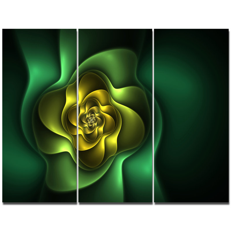 « fractal green fleur on black », impression à multiples images sur toile
