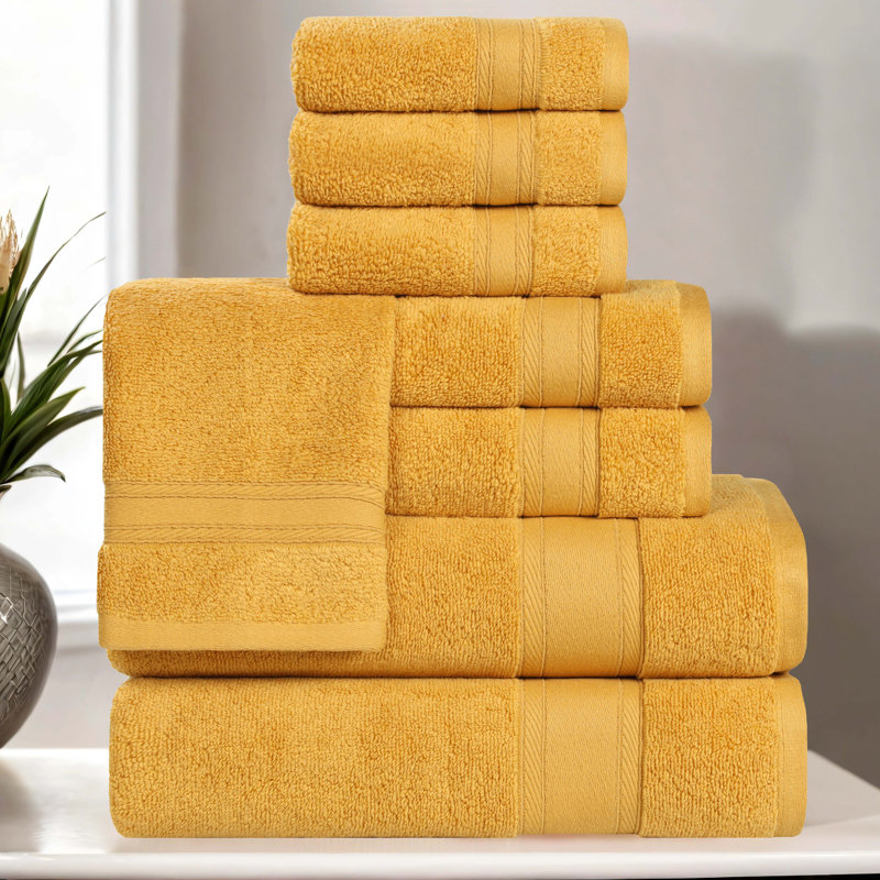 Coton absorbant doux Belmont, Doré, Ensemble de serviettes 8 pièces