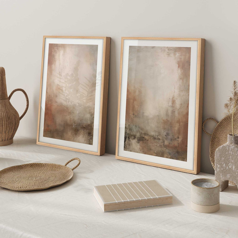 16" x 12" Russet Mists Unfolding Set of 2 Prints  in a Polished Chrome Frame, Weathered Zinc, 15.25" H x 12.25" W