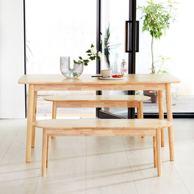 Rowley 4 - Person Rubberwood Solid Wood Dining Set