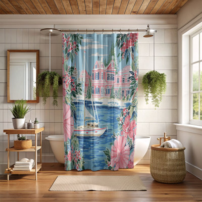 Elegant Sea Town Patterns - 1 Piece Standard Shower Curtain