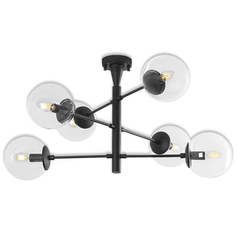 Lustre spoutnik 6 lumières, Clair, Noir
