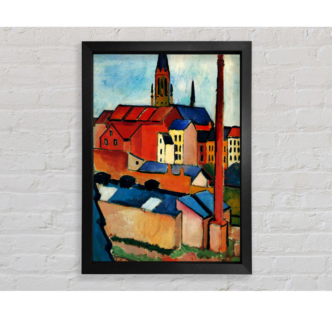 August Macke St Marys Church With Houses And Chimney von August Macke - Einzelne Bilderrahmen Kunstdrucke