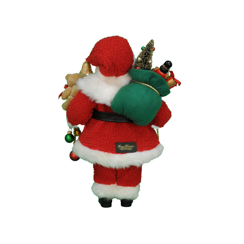 Hand-Painted Winter Santa Figurine with Glass Eyes, 17 Inches