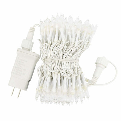 ProductWorks Indoor/Outdoor 300 LED-Mini Bulbs String Light Set with 8-Light Modes and Cord Reel, Cool White, 60ft