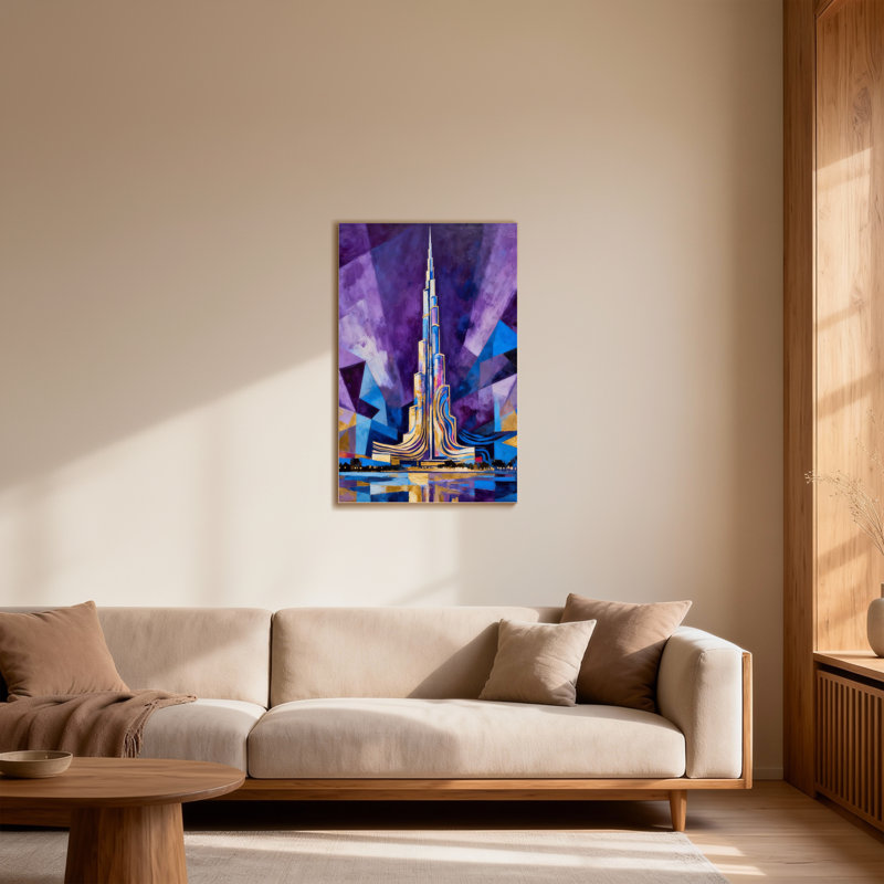 Scène de paysage urbain et urbain abstrait, H 40 po x l 28 po
