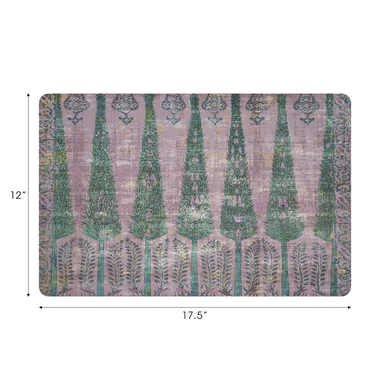 Topkapi Garden Pebbles Placemat Set, Green/Pink