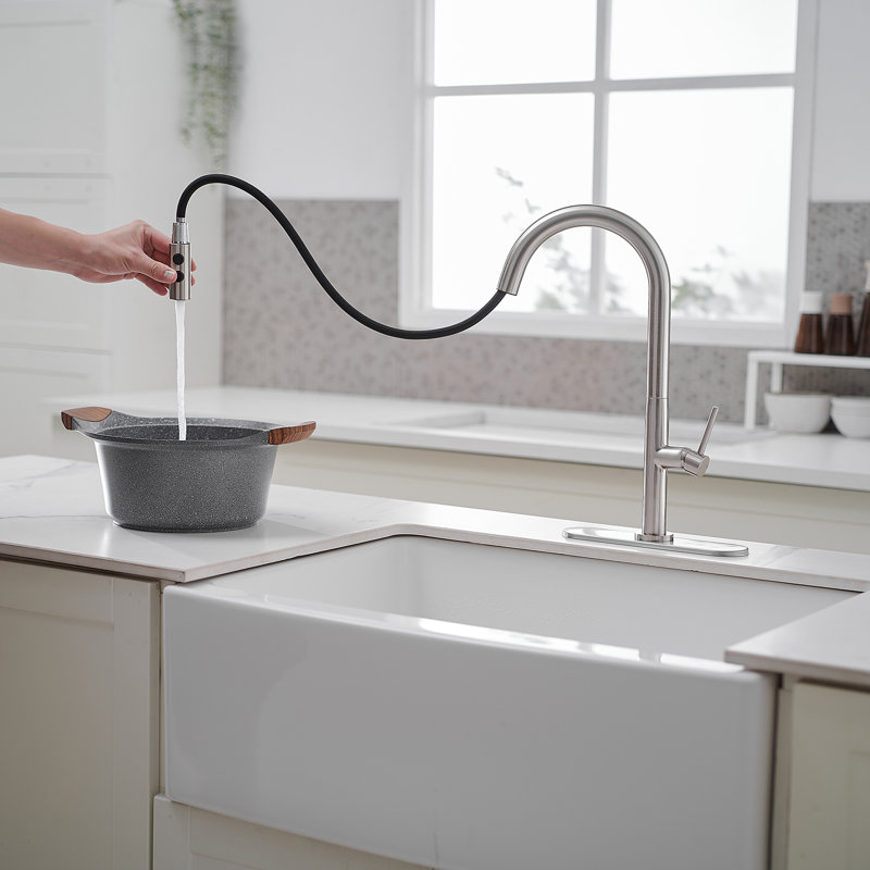 VIBRANTBATH Pull Out Kitchen Faucet, Brushed Nickel