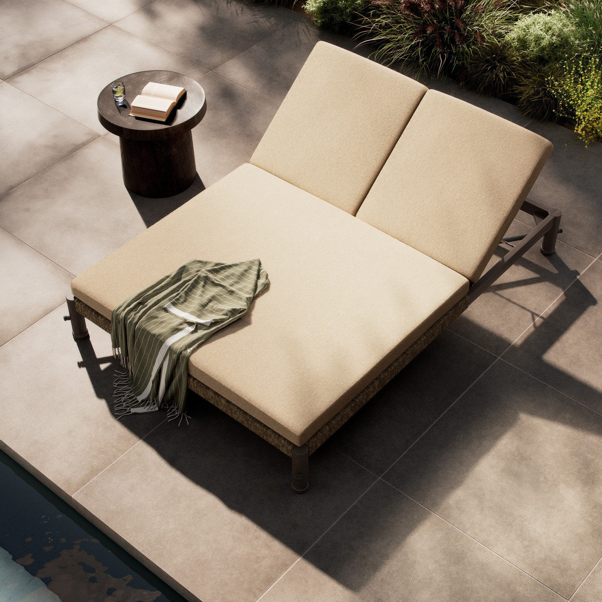 Finnegan Outdoor Double Chaise, Alessi Buff