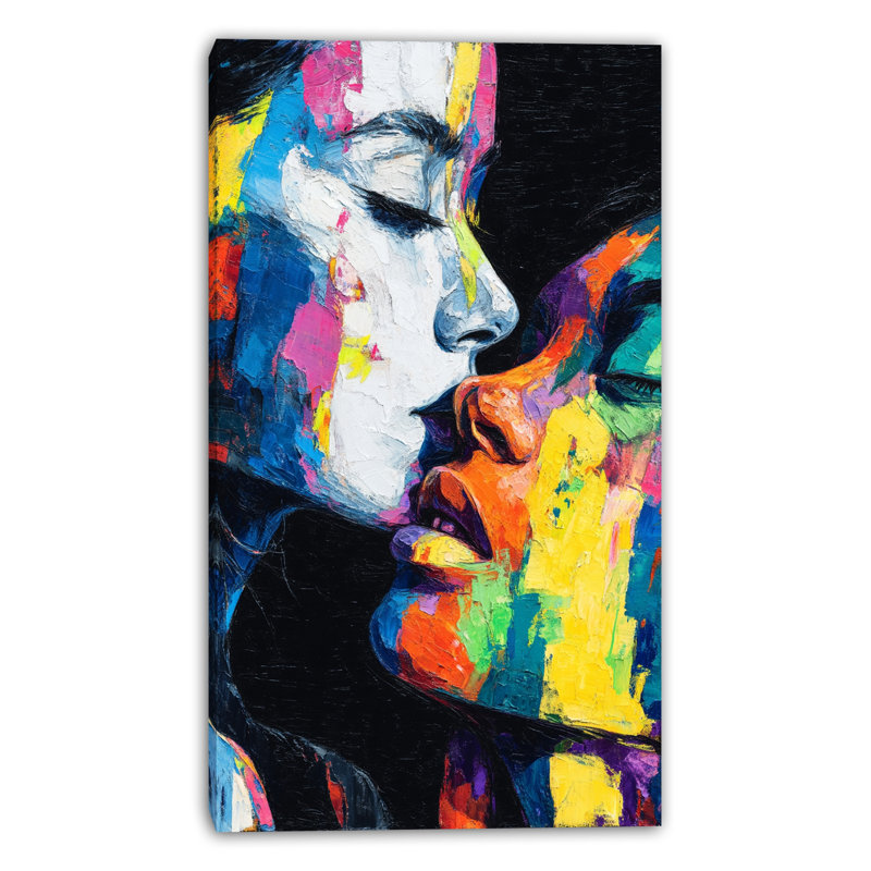 «Neon Embrace», art mural sur toile tendue, L 16 po x H 24 po x P 1,5 po