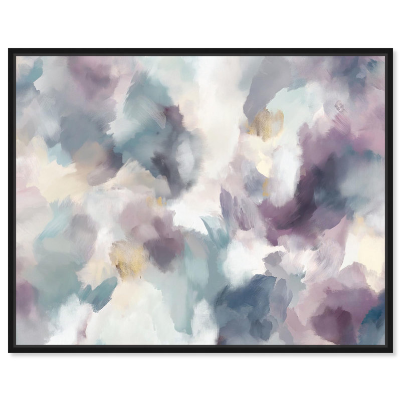 Art Remedy, aquarelle abstraite, reflets dorés, H 21 po x l 17 po, Cadre flottant noir