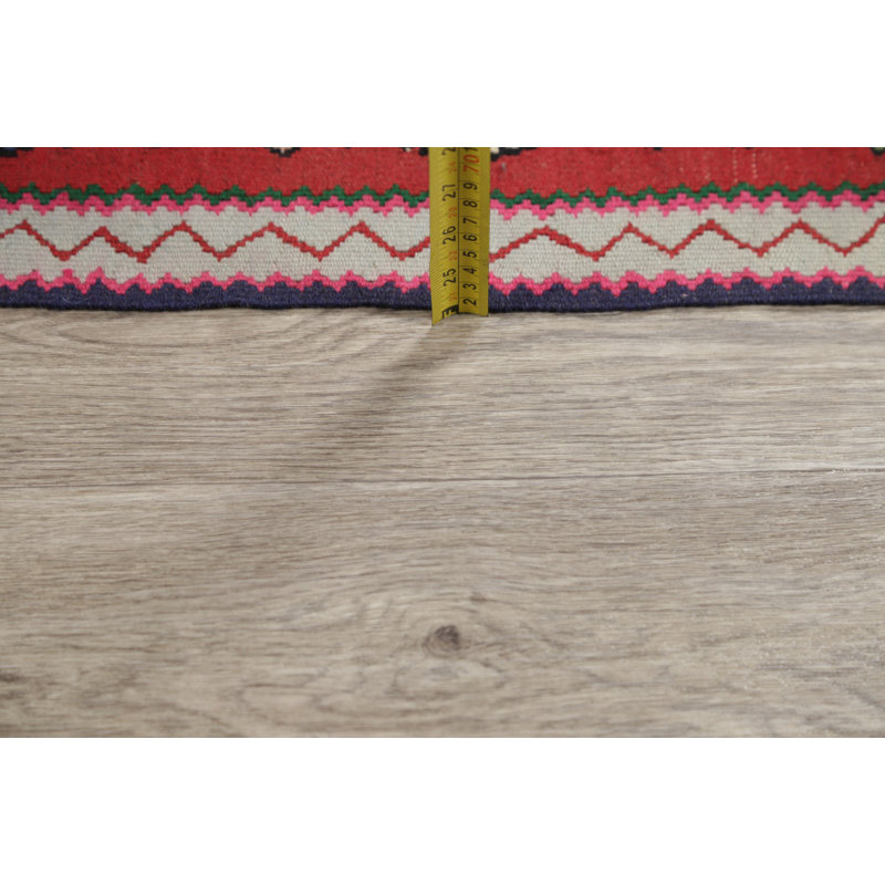 Tapis de la zone en laine bleu/rouge 4 pi x 5 pi 6 po one-of-kind à la main noué la Alexzandre