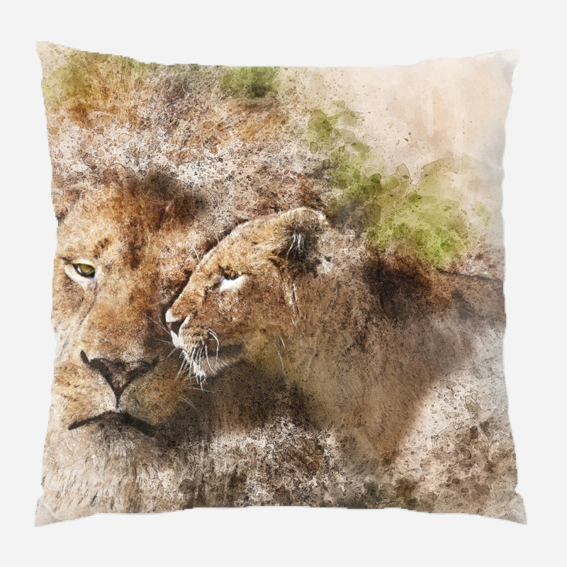 Coussin lion Dominica, Intérieur, Microsuède