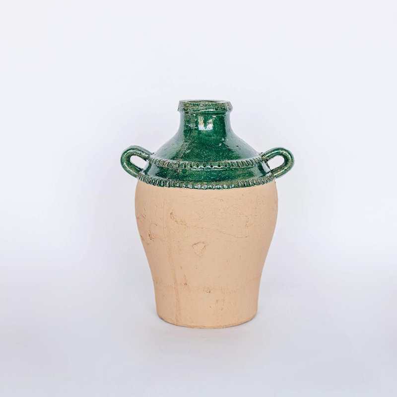 Glazed Top And Handles Vase