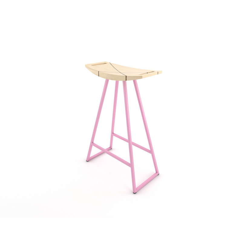 Robert Counter Stool with Metal Frame, Maple, Counter Stool (24" Seat Height), Pink