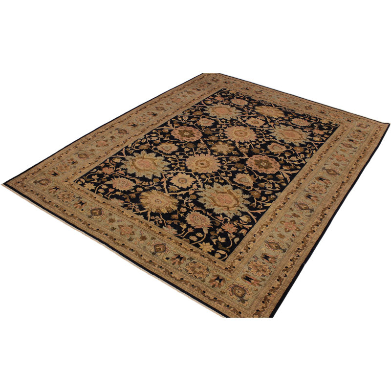 Tapis oriental brun en laine noué à la main 10 pi 5 po x 13 pi 2 po Silke
