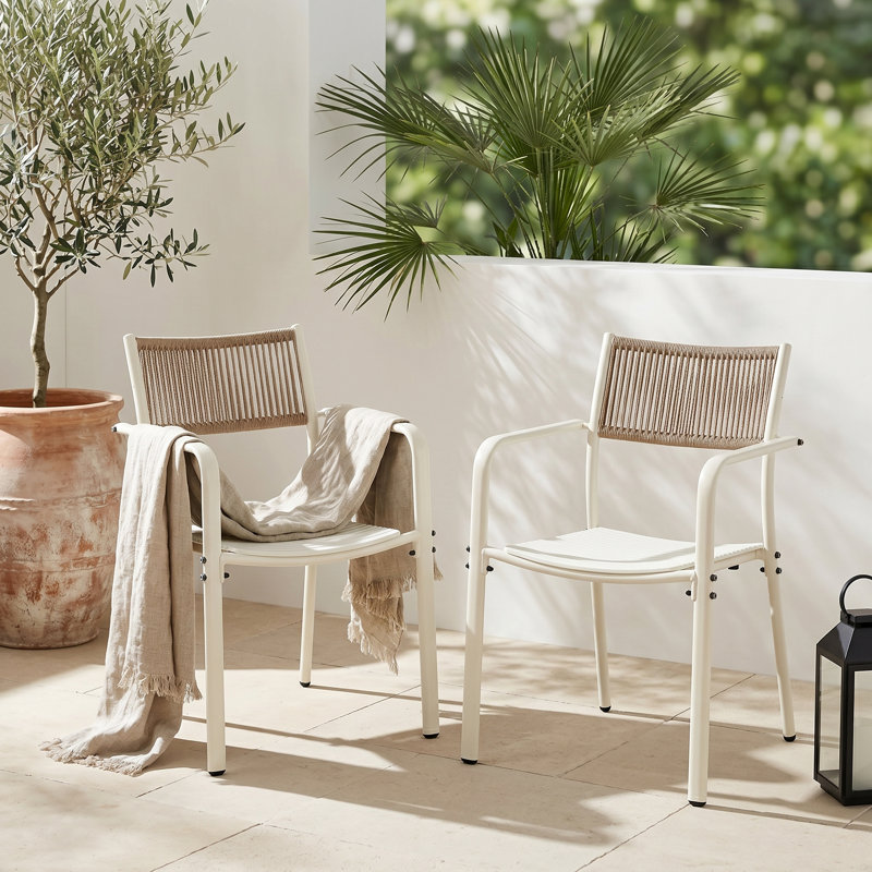 Rimini Patio Dining Armchair, Off-White