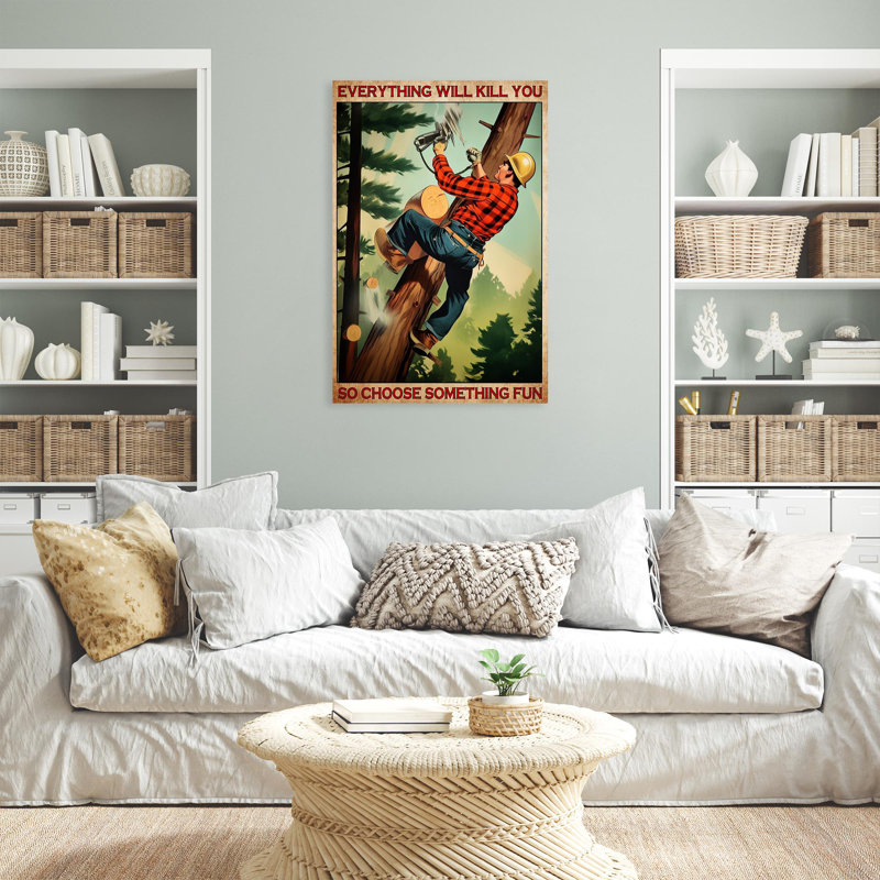 «Wood Cutter Man Choisissez Quelque chose» - 1 pièce, H 36 po x l 24 po x P 1,25 po