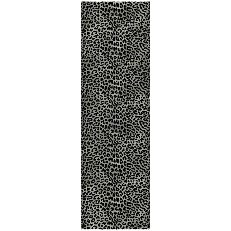 Premium Machine Washable Dream Shag ADS43 Leopard Rug, 2'3" x 7'6" Runner, Shadow