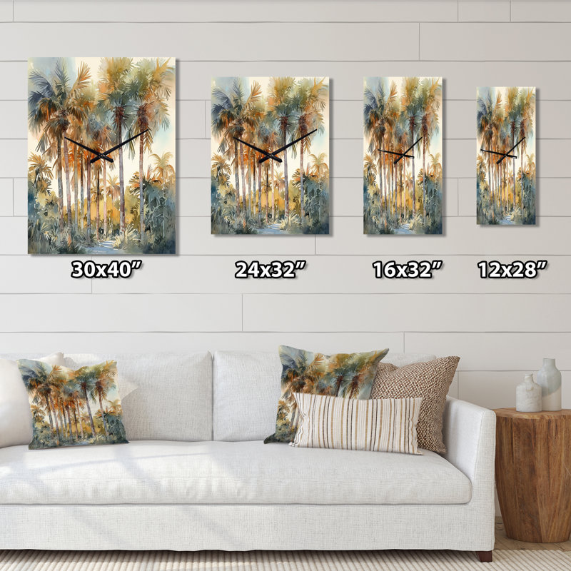Palm Tree Paradise III - Palm Trees Wall Clock, Small