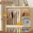 Portable Wardrobe Closet Storage Organizer For Clothes,Clothes Dresser,6 Magnetic Doors-6 Cubes & 2 Hanging Rod,6 Pcs Hangers , Baby Wardrobe Storage Cabinet,White